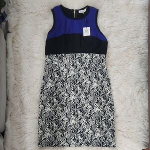Calvin Klein Purple and Black Patterned Dress
